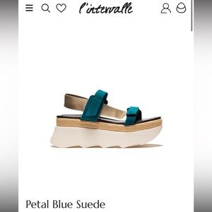 Brand New Petal Blue Suede Platform Sandals